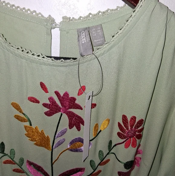 NWT ASOS Embroidered Green Tea Party Dress - Picture 8 of 11